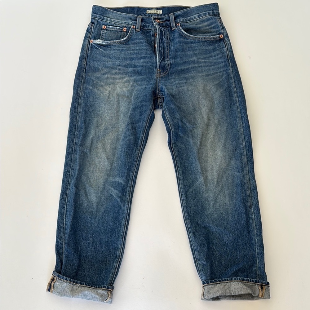 Blue Boyfriend Jeans with Vintage Wash